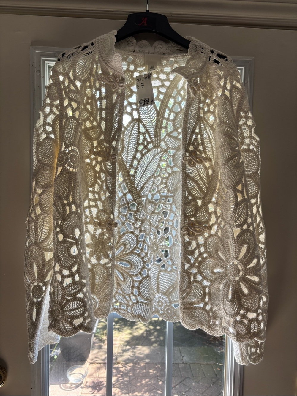 H&M Cream Crochet Lace Cape Jacket